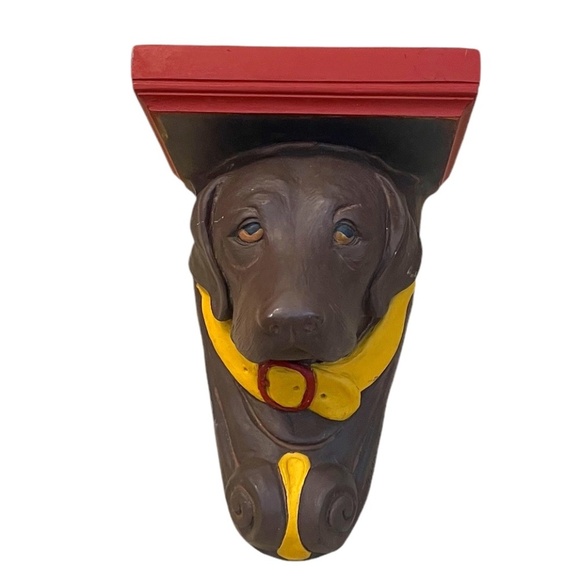 Vintage Telle M. Stein Hand Cast Brown Lab Labrador Shelf Sconce